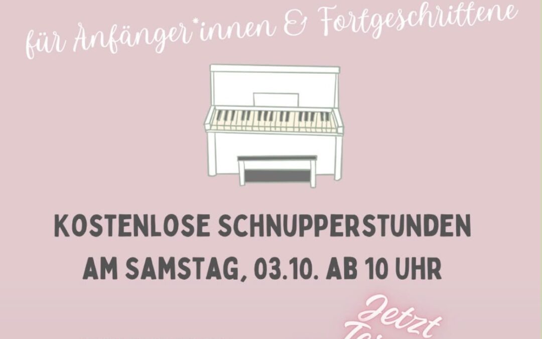 Klavierunterricht in Neutraubling: kostenlose Schnupperstunden am 3. Oktober